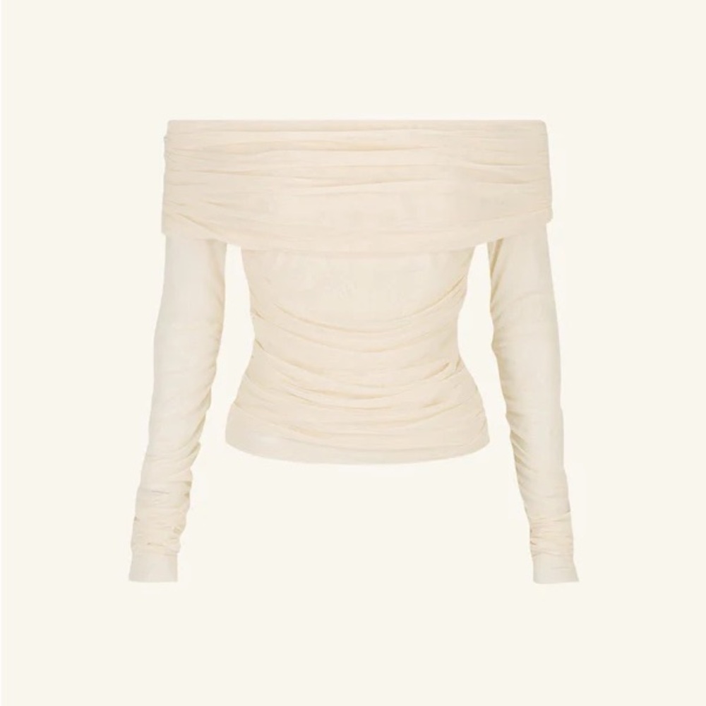 OAK + FORT Off-Shoulder Cream Blouse